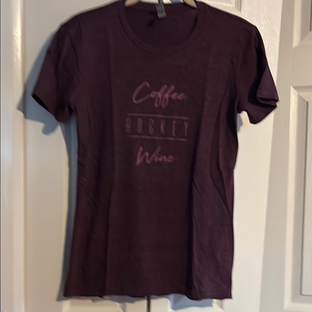 Next Level Apparel Hockey Coffee Wine short sleeve shirt in purple size medium
